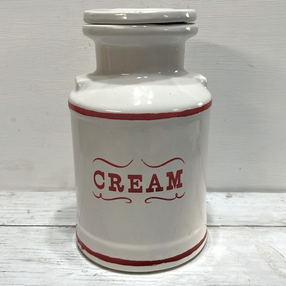 House of Webster Ceramics Canister with Lid Marked Cream Cookie Jar Milk Jug - Picture 1 of 9